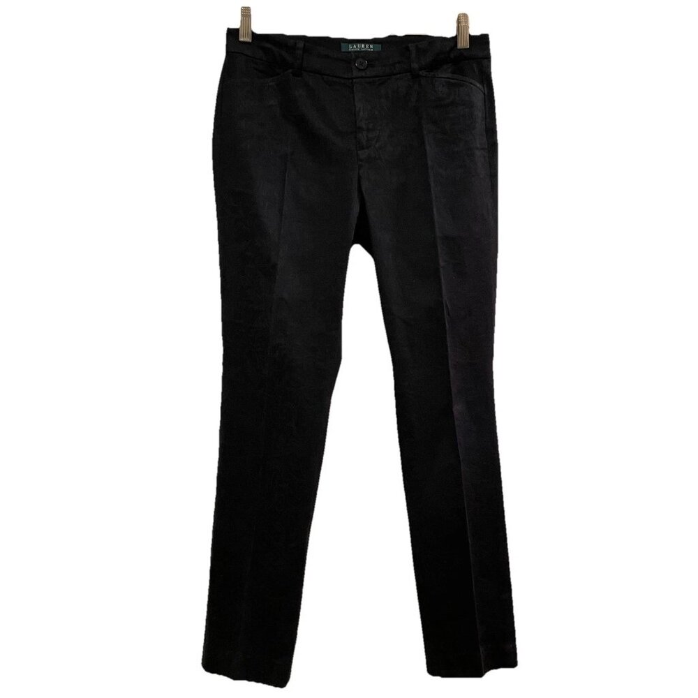 LAUREN RALPH LAUREN Black Jacquard Straight Leg Chino Pants Sz 4
